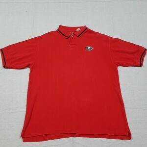 Georgia Bulldogs Polo Shirt Mens Large Red Short Sleeve Pullover Casual Football